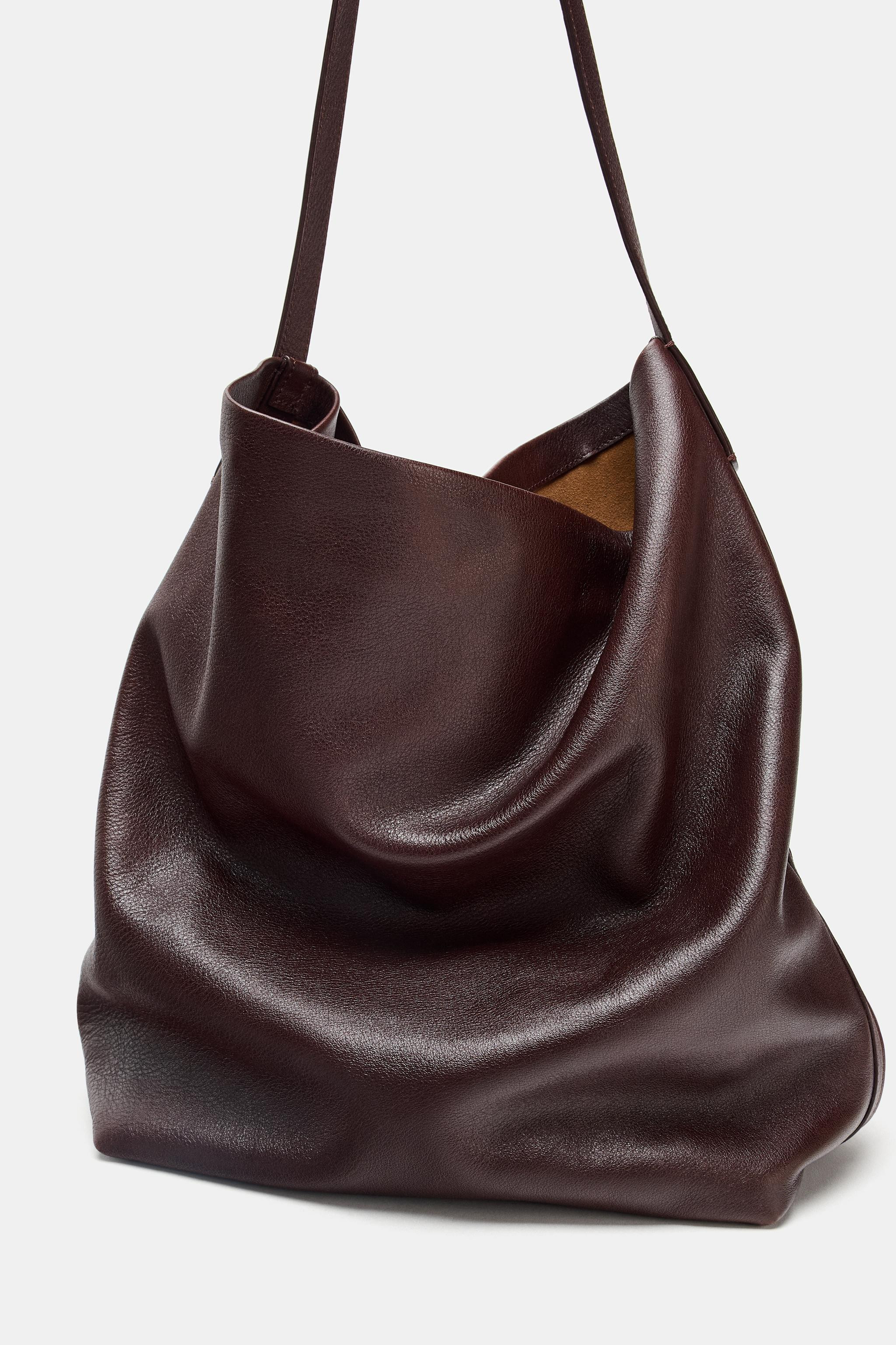 DOUBLE COMPARTMENT LEATHER BUCKET BAG | Zara US
