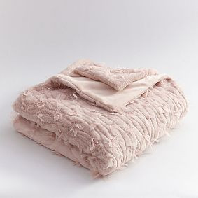 LoveShackFancy Sweet Bows Faux Fur Throw | Pottery Barn Teen