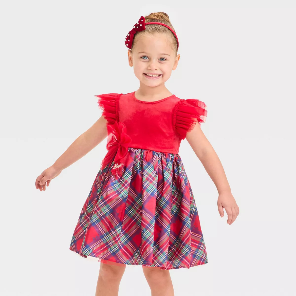 Toddler Girls' Mattel Barbie 2024 "Holiday Barbie" Inspired Tutu Dress - Red | Target