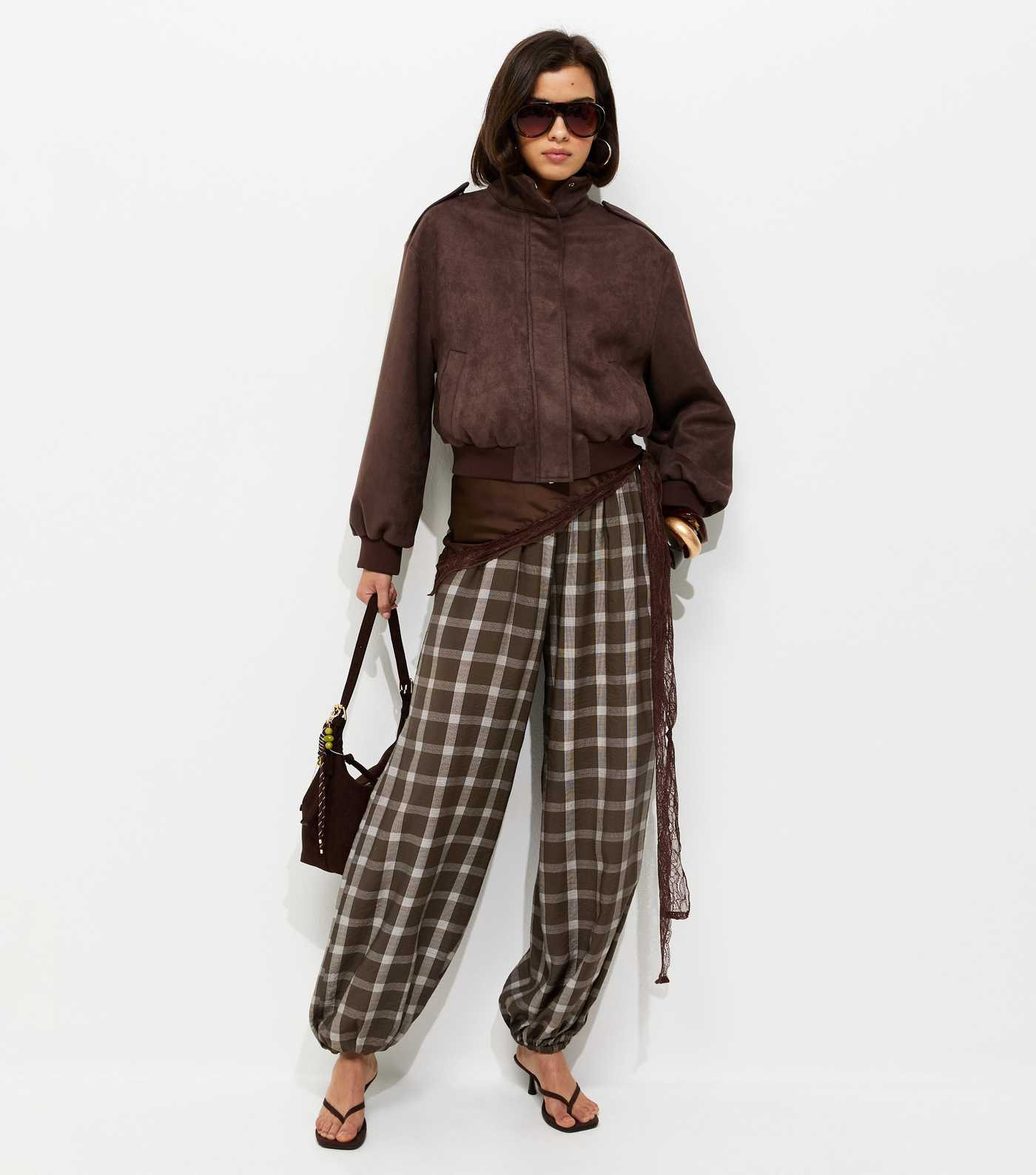 Brown Check Cuffed Leg Trousers | New Look | New Look (UK)