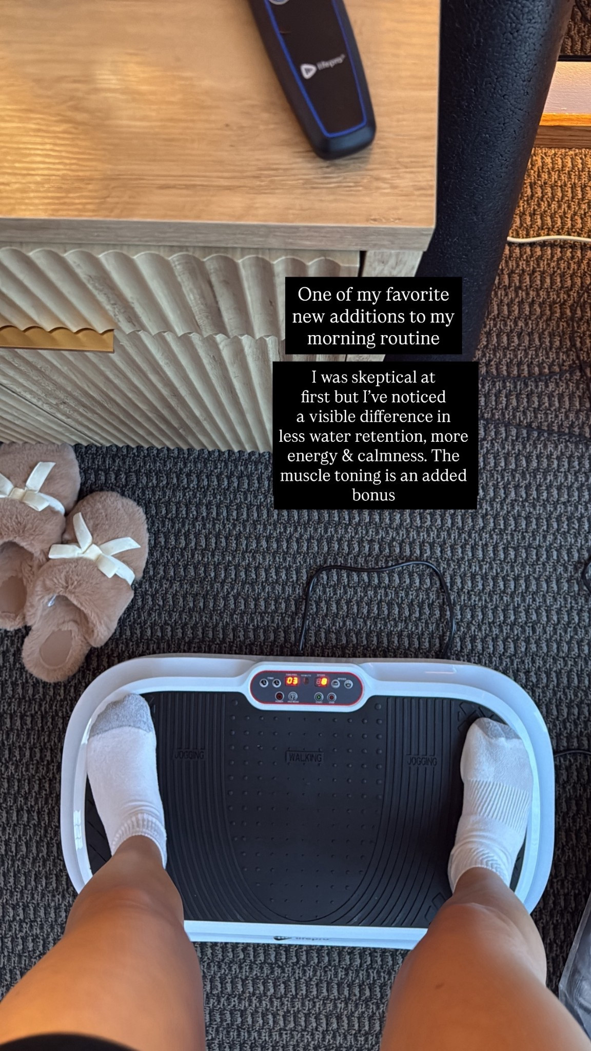One of my favorite new additions to my morning routine, this vibration plate has a lifetime guarantee and he’s made such a difference in such a short period of time, great addition pre/post workout 

#LTKGiftGuide #LTKmorningroutine #LTKselfcare
