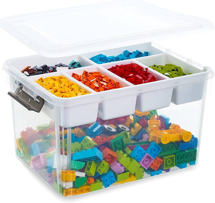 Citylife 32 QT Plastic Storage Box with Removable Tray Craft Organizers and Storage Clear Storage... | Amazon (US)