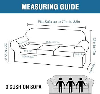Amazon.com: H.VERSAILTEX 4 Piece Stretch Sofa Covers for 3 Cushion Couch Covers for Living Room Furniture Slipcovers (Base Cover Plus 3 Seat Cushion Covers) Upgraded Thicker Jacquard Fabric (Sofa, Macchiato) : Home & Kitchen | Amazon (US)