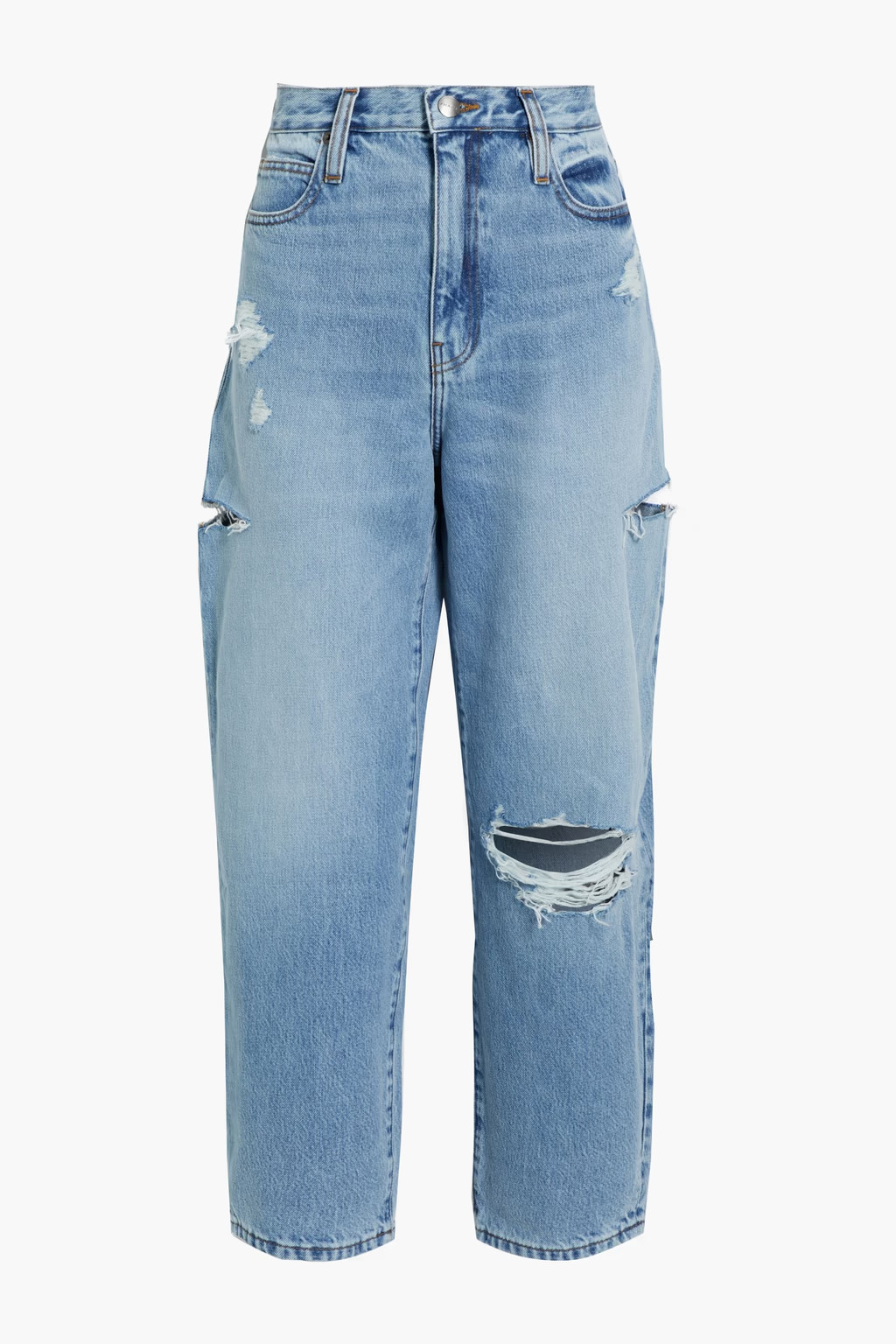 Le Ultra High Rise Barrel distressed high-rise straight-leg jeans | The Outnet (US and CA)