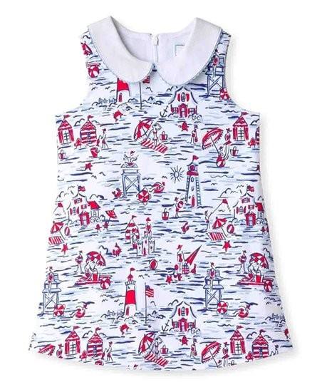 White & Blue Nautical Collar Maddie Sleeveless Dress - Infant, Toddler & Girls | Zulily