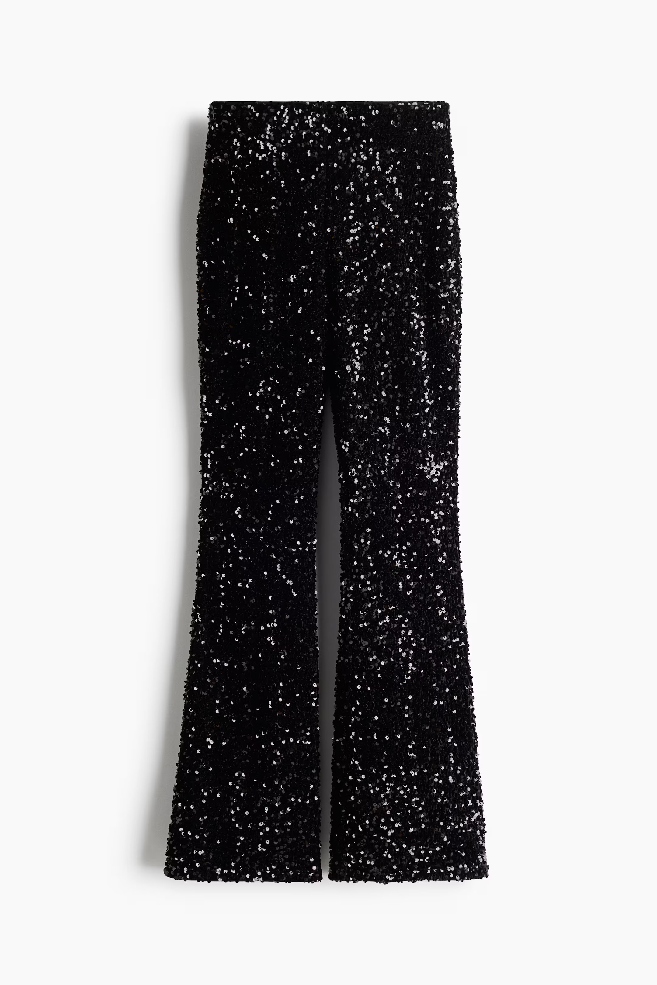 Flared sequined trousers - Black - Ladies | H&M GB | H&M (UK, MY, IN, SG, PH, TW, HK)