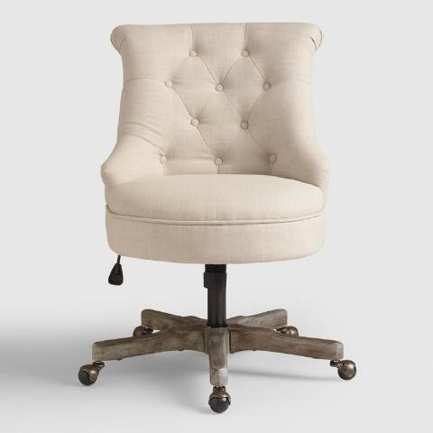 Warm Ivory Elsie Upholstered Office Chair | World Market