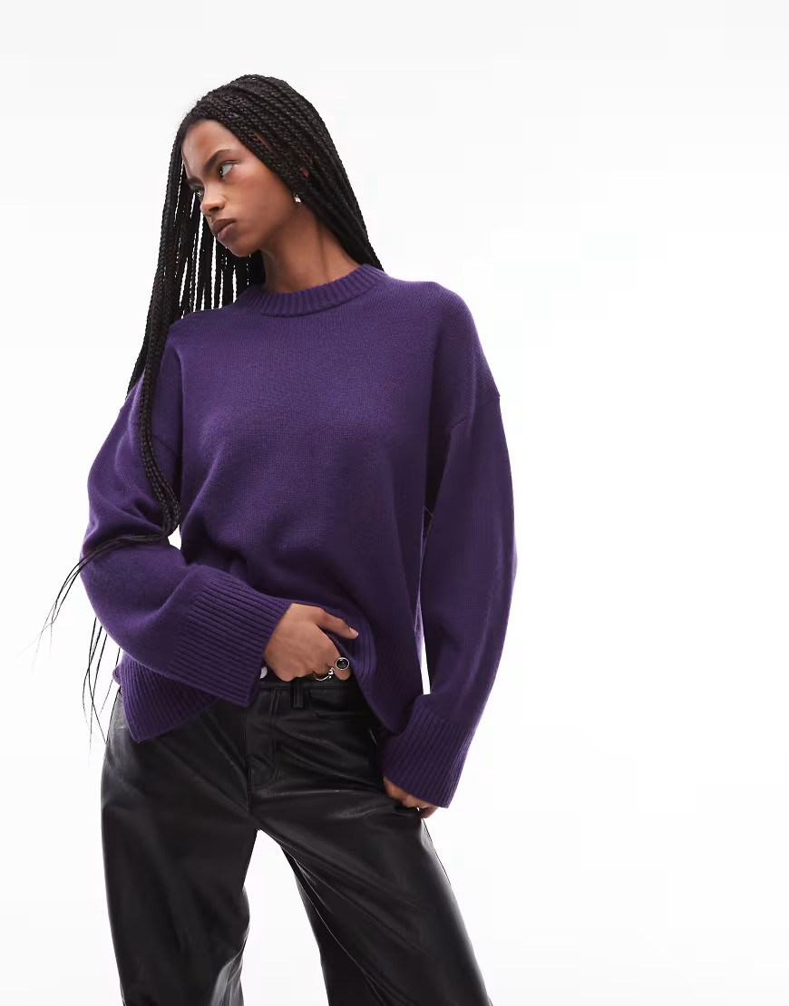 ARKET pure cashmere relaxed sweater in purple wine | ASOS (Global)
