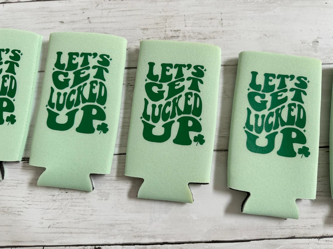St Patrick's Day Bachelorette Party Lets Get Lucked up Slim Can Cooler, St Patrick's Day Bachelor... | Etsy (US)