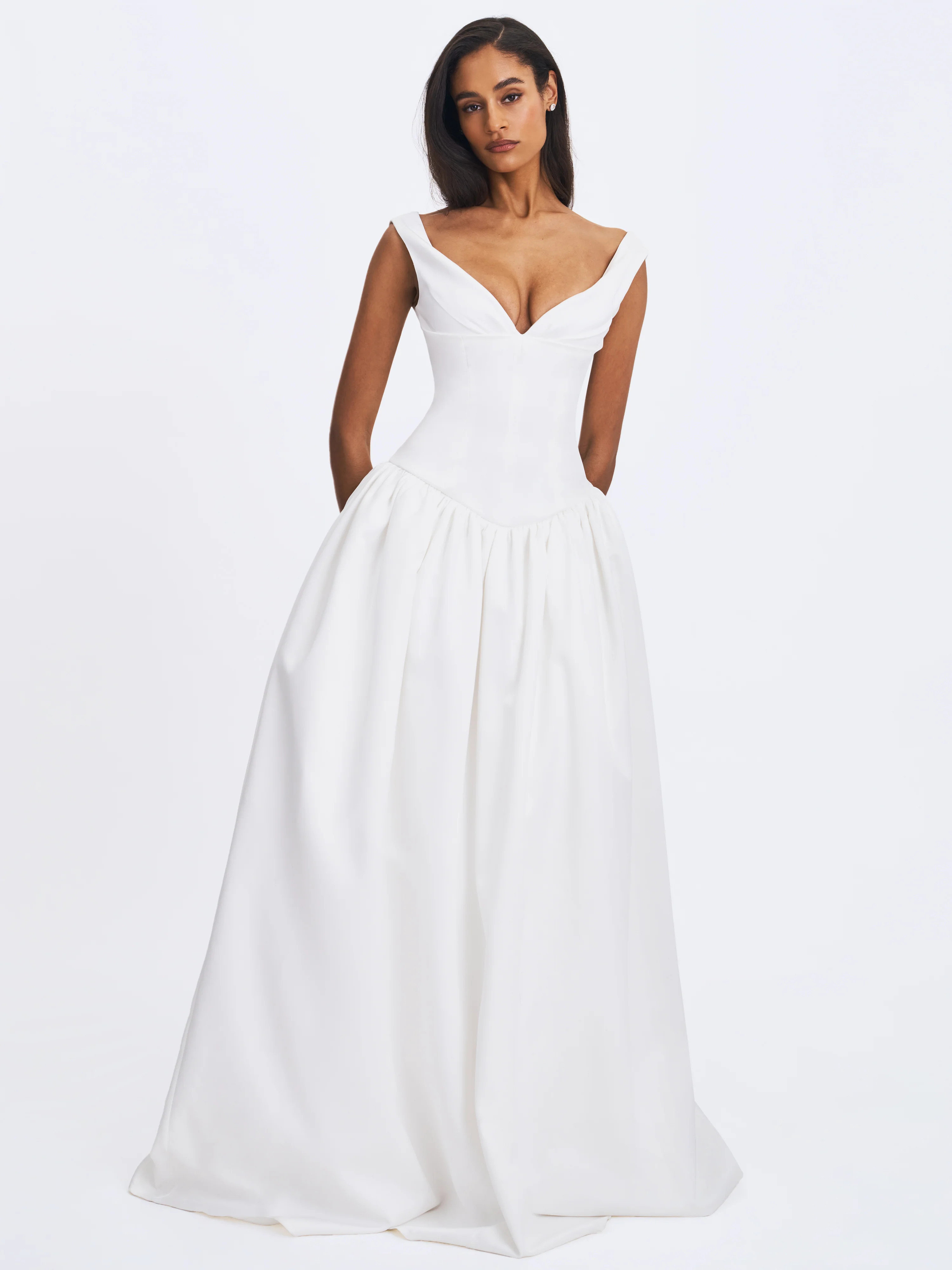 Siena White Satin Sweetheart Wedding Gown | Miss Circle