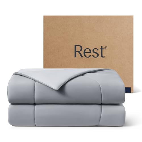 REST® Evercool® Cooling Comforter, Full/Queen, Blanket for Hot Sleepers, All Season Bedding to Keep Cool for Night Sweats, Breathable Lightweight Blanket, 90"x90" Inches, Cool Gray | Amazon (US)