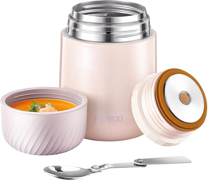 Food Thermos - 20oz Vacuum Insulated Soup Container, Stainless Steel Lunch box for Kids Adult, Le... | Amazon (US)