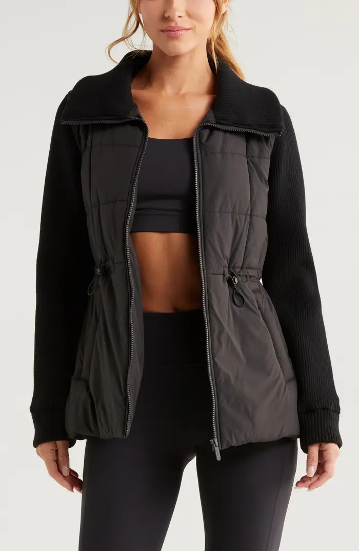 Zella Quilted Rib Mix Hybrid Jacket | Nordstrom | Nordstrom
