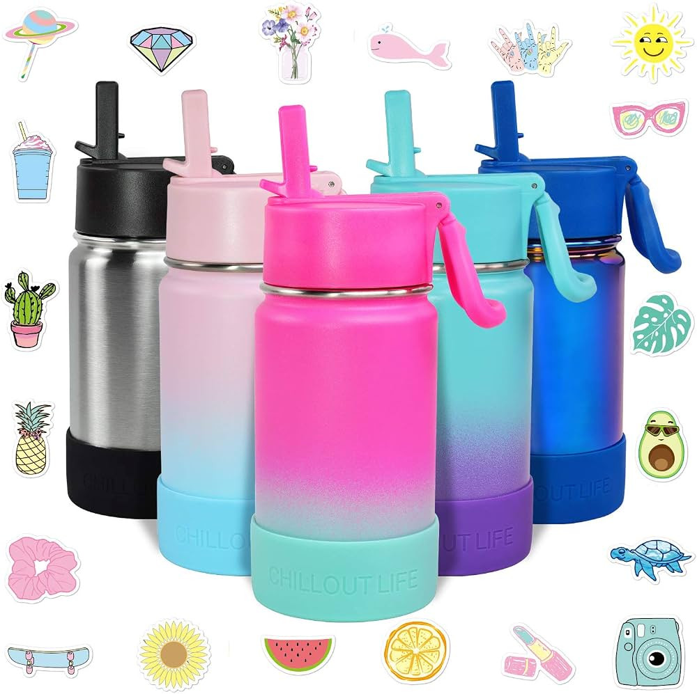 CHILLOUT LIFE 12 oz Kids Insulated Water Bottle for School with Straw Lid Leakproof and Cute Wat... | Amazon (US)
