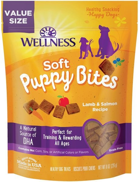 Wellness Soft Puppy Bites Lamb & Salmon Grain-Free Dog Treats, 8-oz pouch | Chewy.com