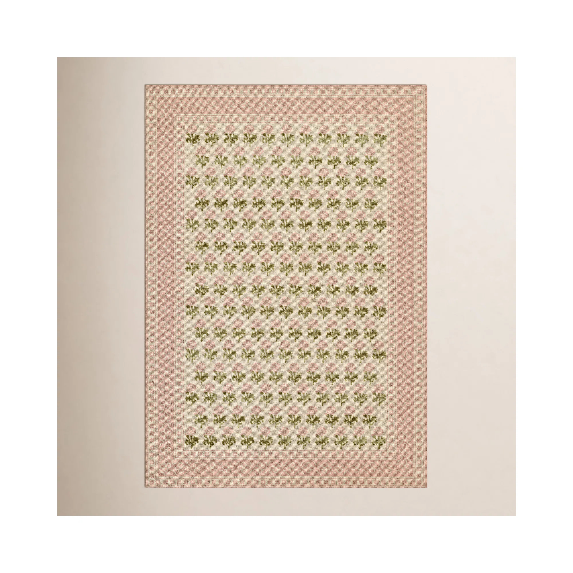 Bibury Traditional Floral Wool and Nylon Pink Area Rug | Birch Lane