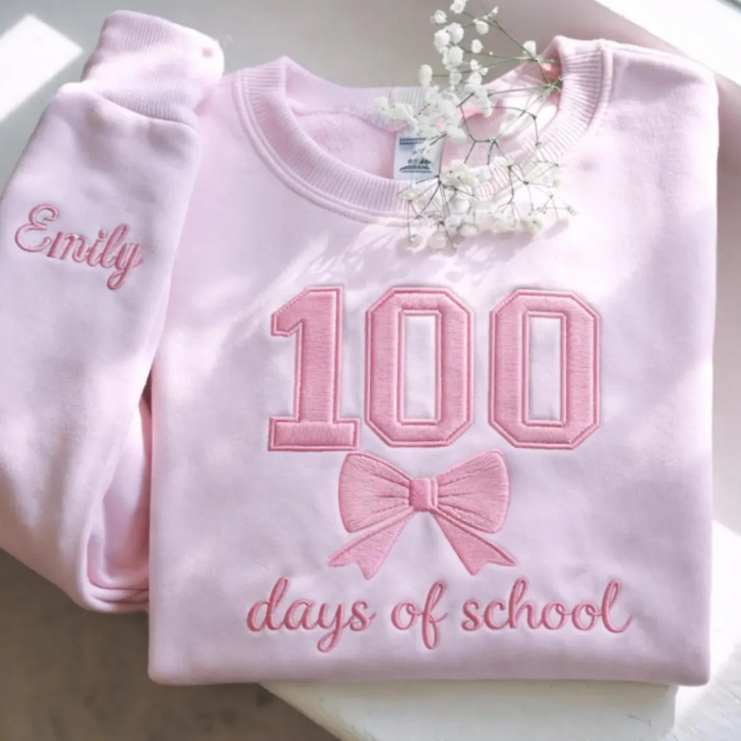 Custom 100 Days of School Embroidered Sweatshirt, Teacher Group 100th Day Shirt, Celebrate 100th ... | Etsy (US)