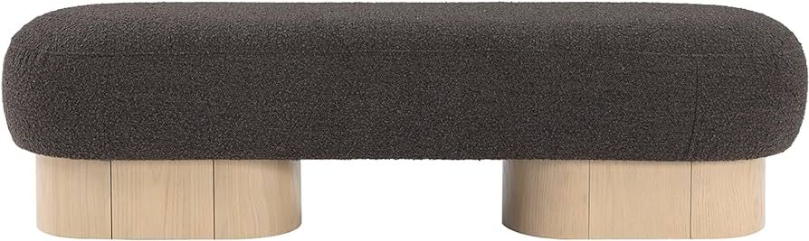 Meridian Furniture Robertson Collection Art Deco Bench with Luxurious Boucle Fabric and Rich Finish, 60.5" W x 18" D x 16" H, Brown | Amazon (US)