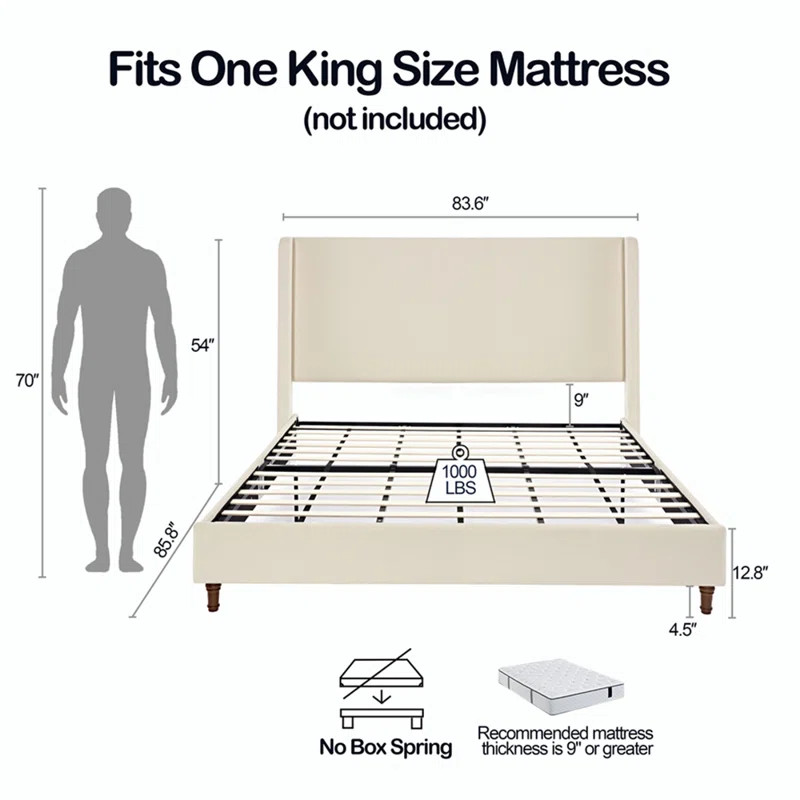 Latitude Run® Mozter Upholstered Wingback Bed & Reviews | Wayfair | Wayfair North America