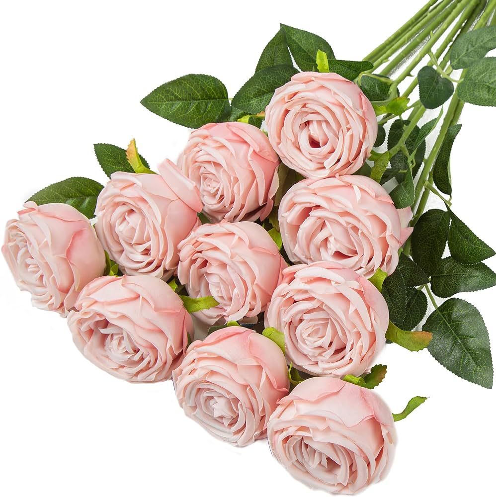 Coferset Princess Silk Rose Flowers Long Stem Artificial Melaleuca Rose Flower for Home Wedding D... | Amazon (US)