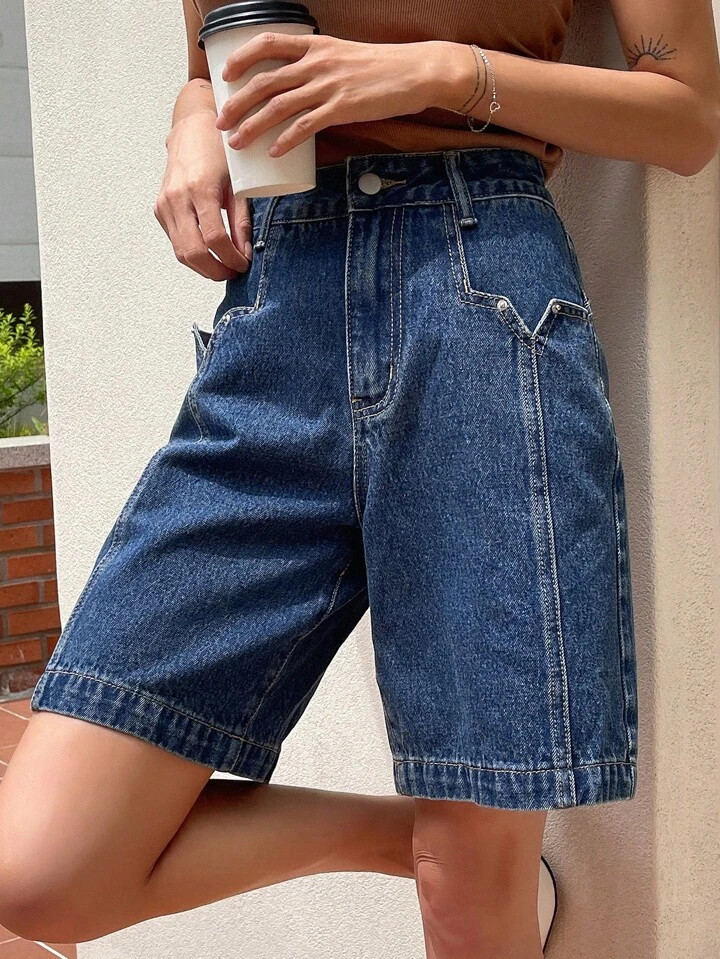 DAZY Solid Bermuda Denim Shorts | SHEIN