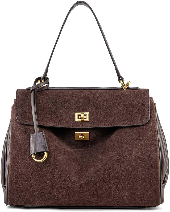 Suede & Leather Tote Bag for Women,Soft Leather Shoulder Handbags for Ladies,Satchel Purse for Tr... | Amazon (US)