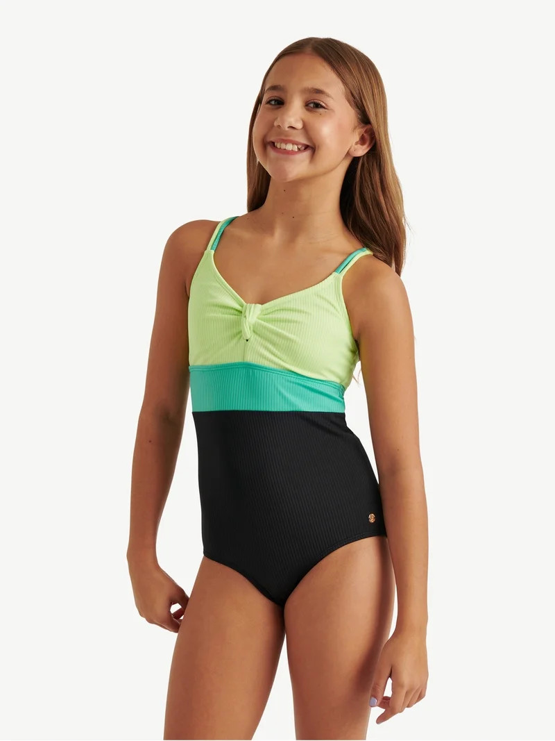 Justice Girls One Piece Ribbed Keyhole Swimsuit, sizes XS-XL | Walmart (US)