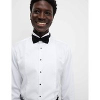 M&S Men's Tailored Fit Luxury Cotton Double Cuff Dress Shirt - 15.5 - White, White | Marks & Spencer (UK)