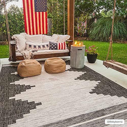 Djugun Indoor Outdoor Area Rug - Outside Porch Patio Rug Carpet - Waterproof Rug - Southwestern Trib | Amazon (US)