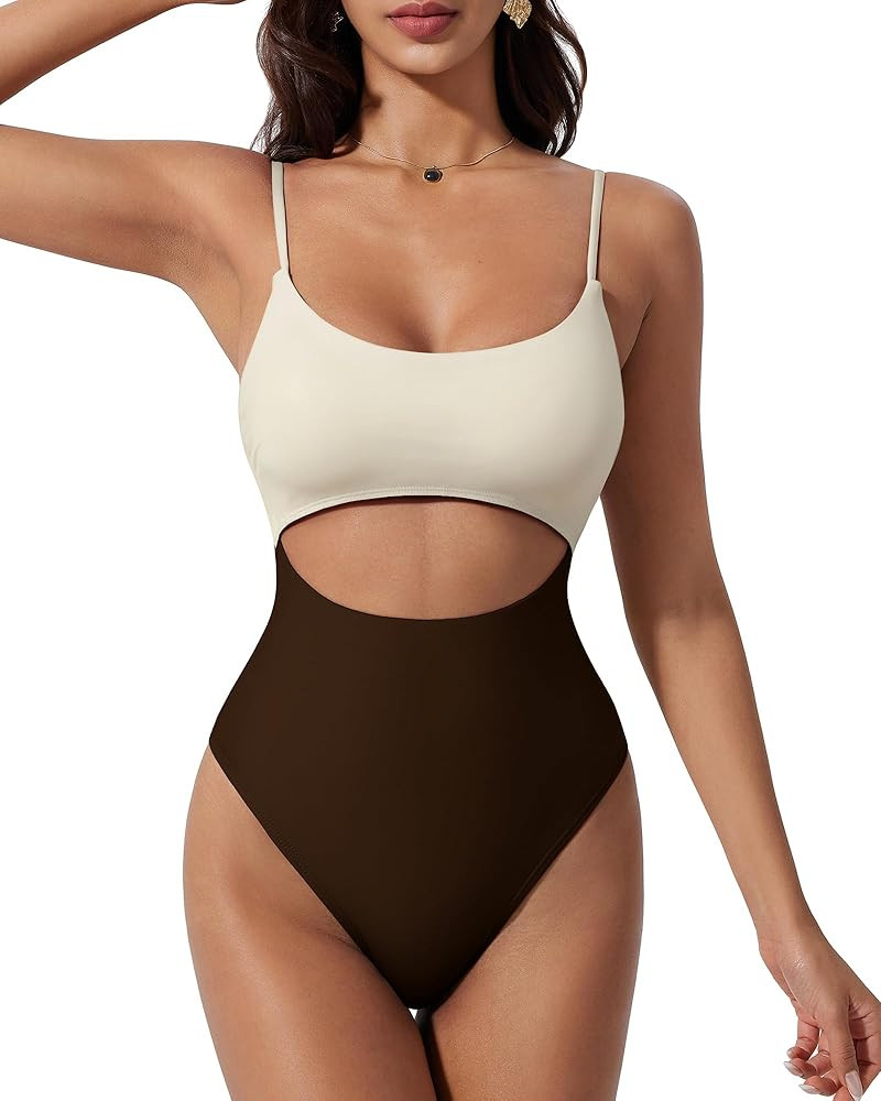 SUUKSESS Women Sexy Cut Out One Piece Swimsuit Tummy Control High Cut Bathing Suit | Amazon (US)