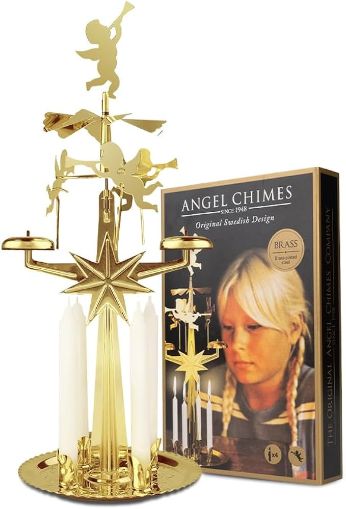 Original Swedish Angel Chimes, Carousel and 4 Candles – Scandinavian Spinning Festive Chimes fo... | Amazon (US)