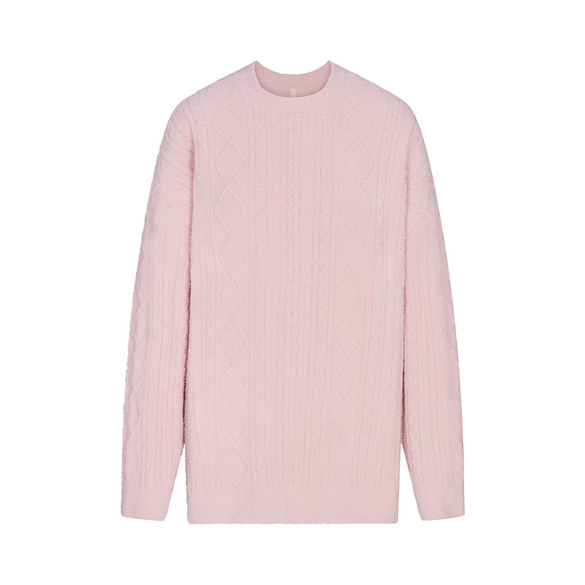 COZY LIGHT OVERSIZED CABLEKNIT CREWNECK PULLOVER | CHERRY BLOSSOM | SKIMS | SKIMS (US)