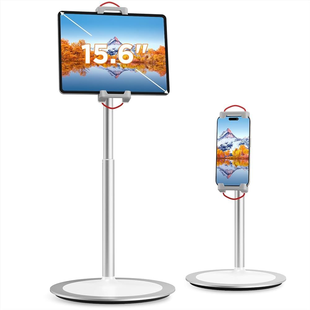SAIJI Tablet Stand Holder, Height Adjustable Portable Monitor Stand, 360 Degree Rotating, Aluminu... | Amazon (US)