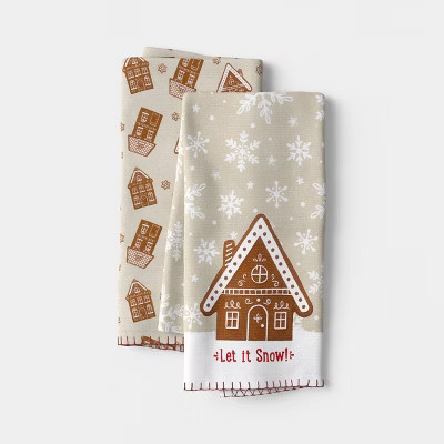 2pk Christmas Gingerbread House Tea Towels - Wondershop™ | Target