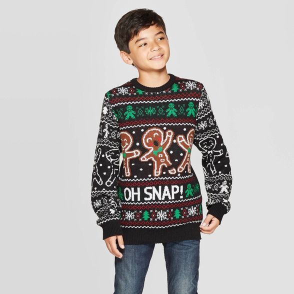 Well Worn Boys' Ginger Bread Ugly Christmas Sweater - Black | Target