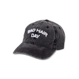 Time and Tru Women's Washed Cotton Twill Embroidered Bad Hair Day Baseball Hat Black Soot | Walmart (US)