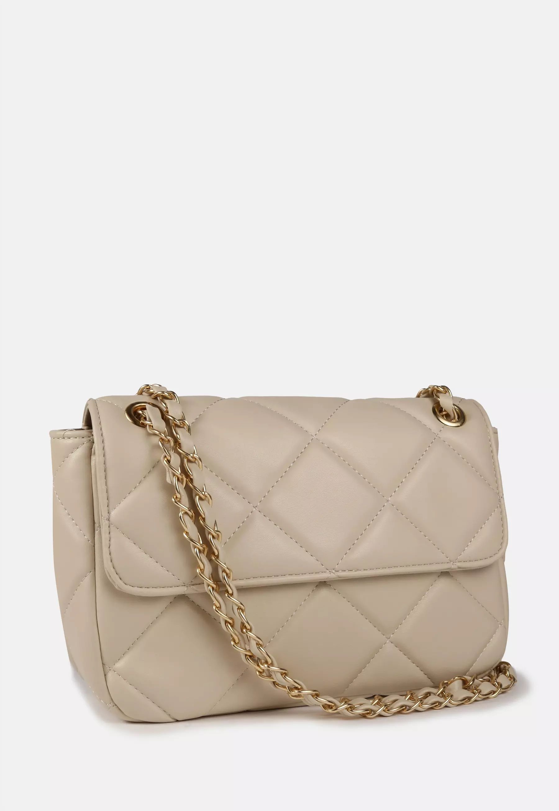Missguided - Cream Quilted Chain Strap Bag | Missguided (US & CA)