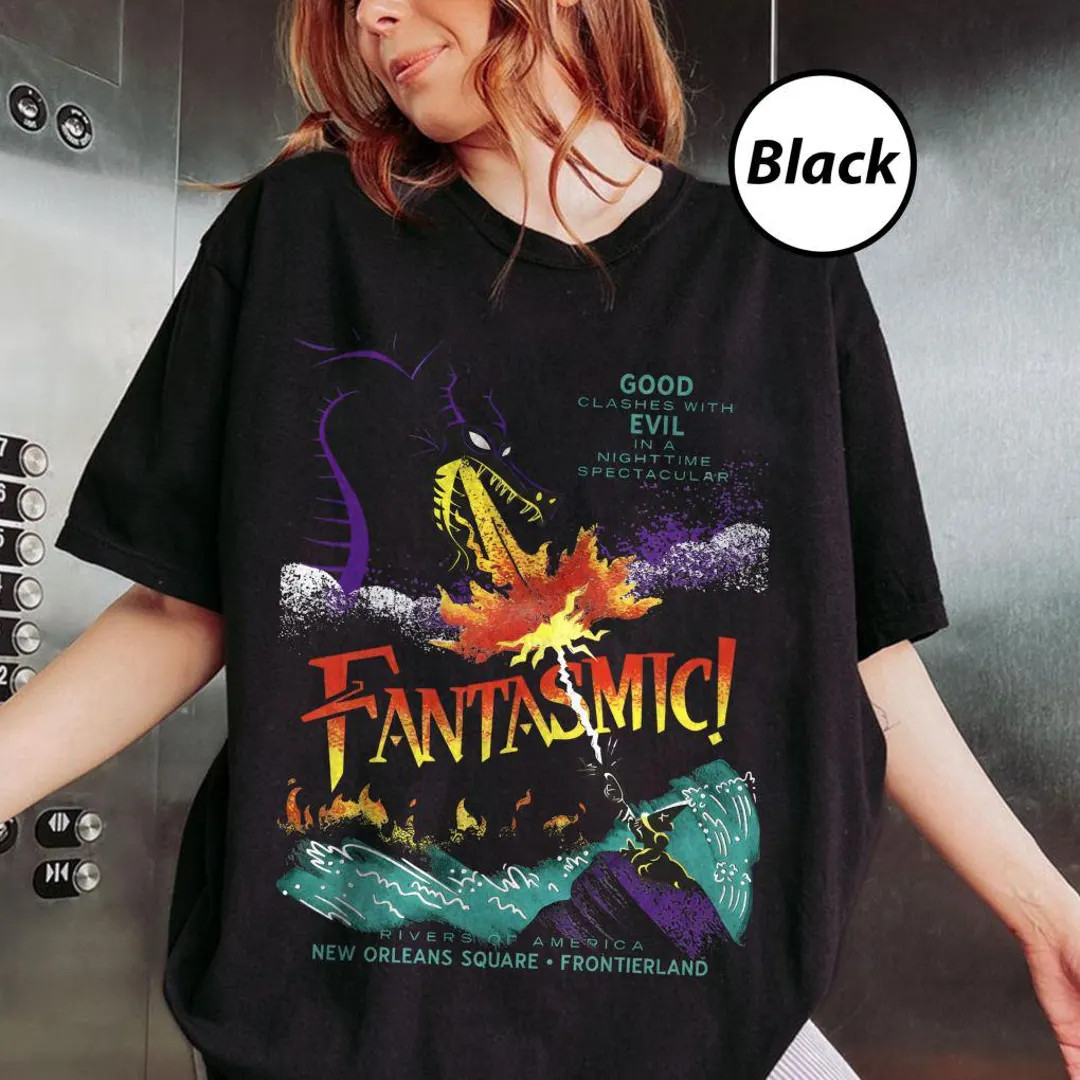 Fantasmic Maleficent Dragon and Sorcerer Mickey Comfort Colors Shirt, Disney Fantasia Tshirt, Mag... | Etsy (Global)