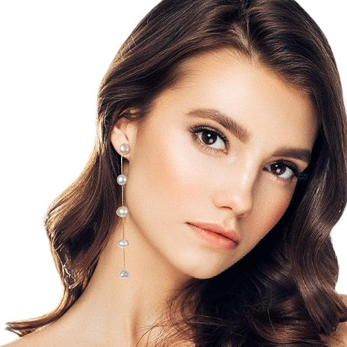 Long Tassel Pearl Dangle Earrings - Dangling Hanging Baroque AAA+ Freshwater Pearl Drop Dangle Ea... | Amazon (US)