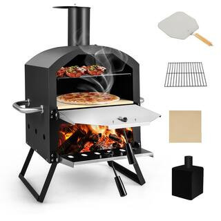 Wood Fired Outdoor Pizza Oven Pizza Grill Outside Pizza Maker with Waterproof Cover in Stainless Steel (2-Layer) | The Home Depot