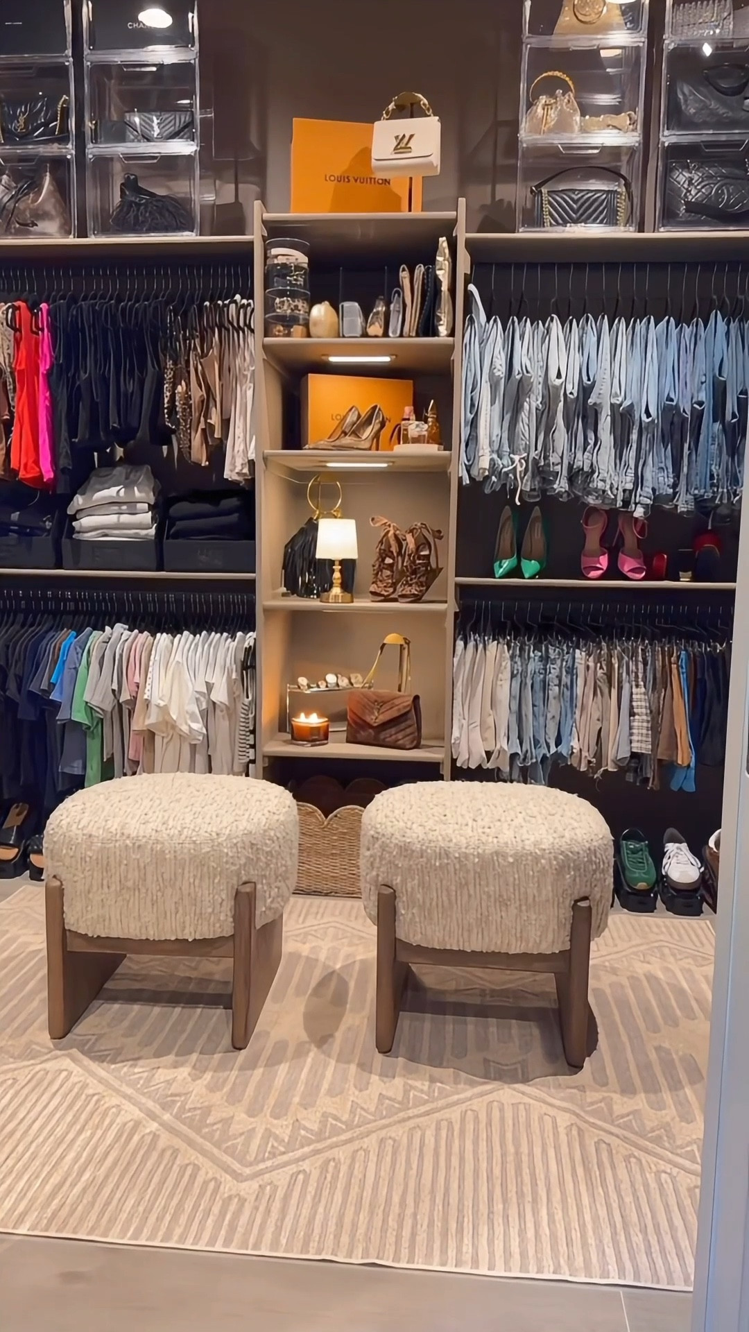 A clean, elevated Amazon closet makeover 🤍 Designed with neutral tones and functional details like an acrylic shoe organizer, sunglass case holder, boot rack, sweatpants organizers, and magnetic wireless lights! Finished with a neutral area rug and ottomans for a cozy, organized space that feels as good as it looks. 💗

Interior home design ideas
Mini room makeover
Closet makeover
Affordable closet makeover 
Aesthetic closet


#LTKBeauty #LTKHome