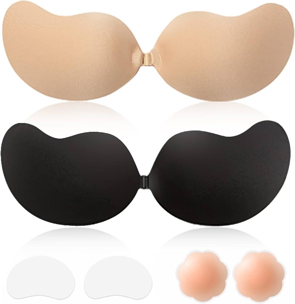 Sticky Bra Backless Adhesive Strapless Invisible Push Up Stick on Bras for Women Dresses 2 Pair R... | Amazon (US)