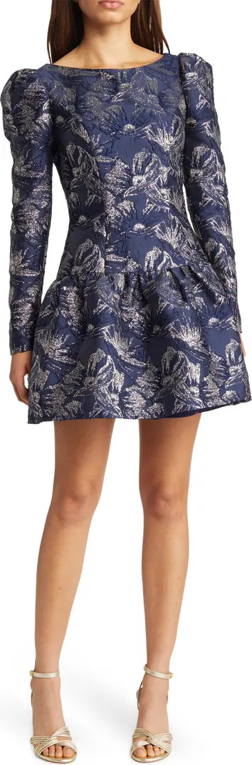 Chi Chi London Jacquard Puff Long Sleeve Minidress | Nordstrom | Nordstrom