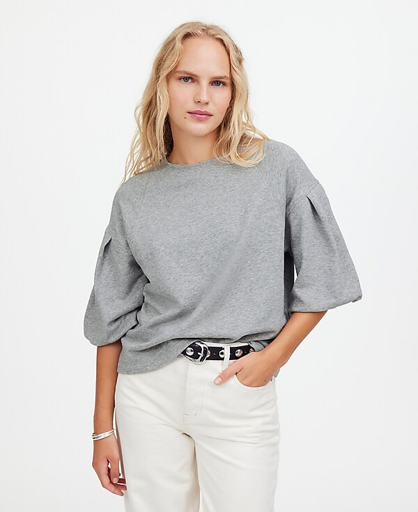 Heathered Raglan Puff-Sleeve Sweatshirt | Madewell | Madewell