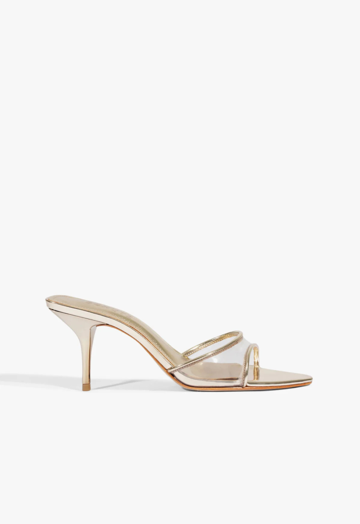 Elodie Gold Mid Stiletto Heel Sandal | Schutz (US)