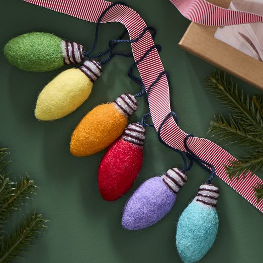 Felt Retro Holiday Lights Ornaments (Set of 6) | West Elm (US)