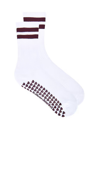 Striped Tube Grip Sock in White & Port Royale | Revolve Clothing (Global)