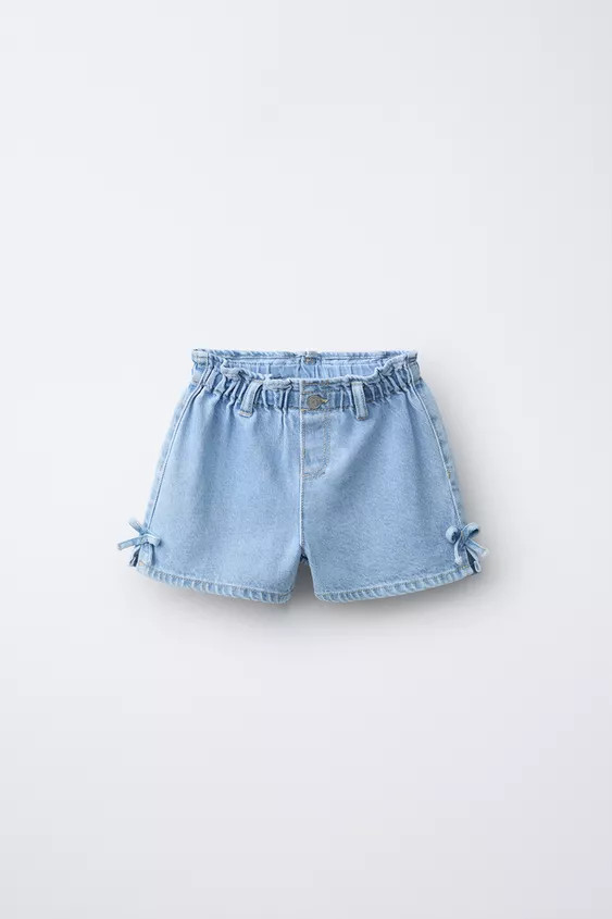 DENIM BERMUDA SHORTS WITH BOWS | Zara UK