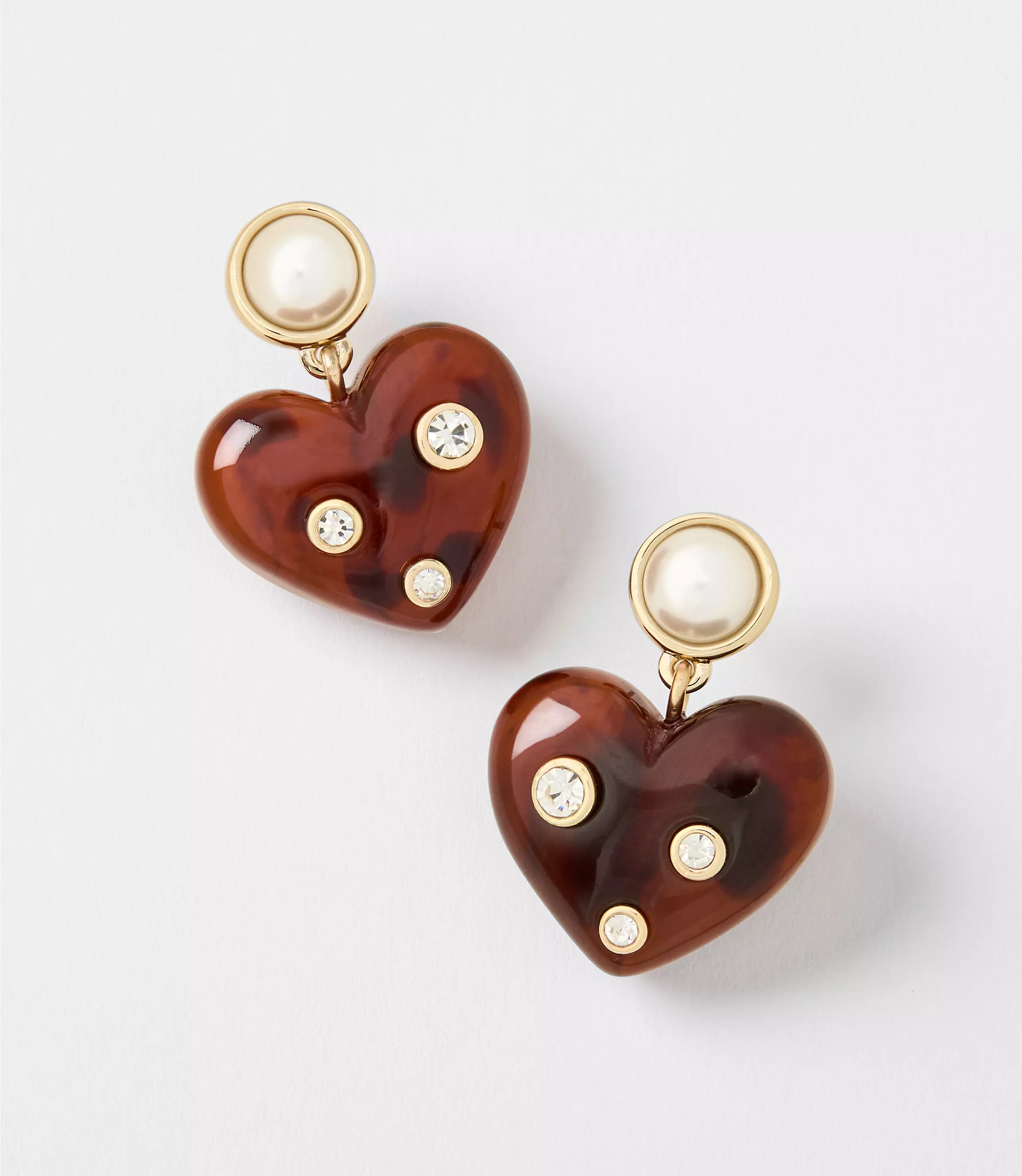 Pearlized Sparkle Heart Drop Earrings | LOFT