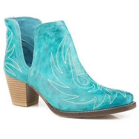 Women s Roper Rowdy Ankle Leather Boots Handcrafted Turquoise | Walmart (US)